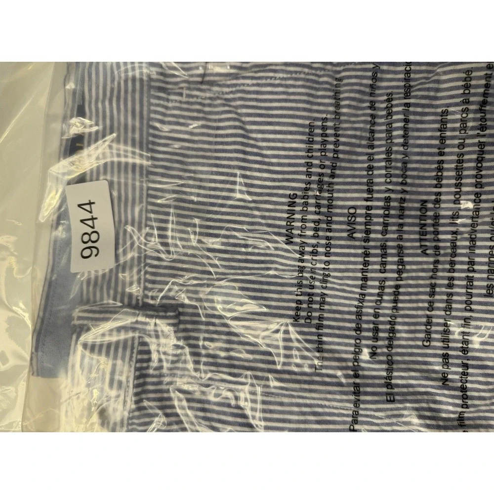 Polo Ralph Lauren Chino Shorts Mens 35 Blue Seersucker Blend Stretch Classic Fit